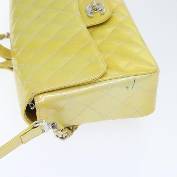 CHANEL Matelasse Backpack Patent Leather Yellow Silver CC - Picture 4 of 16